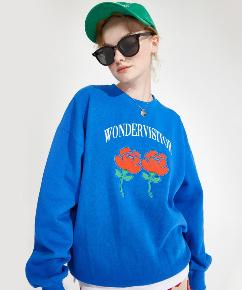 ワンダービジター(WONDER VISITOR) Logo applique Sweatshirt [Blue]