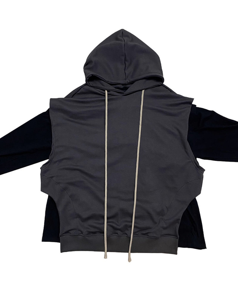 トレンディウビ(Trendywoobi) Tr layered long-sleeved hoodie charcoal