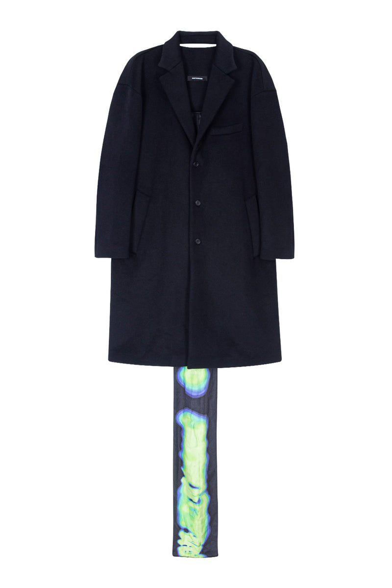 GRAFFITIONMIND(グラフィティオンマインド)          CASHMERE WOOL COAT WITH SILK SCARF COAT