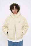 オーワイ(OY) SQUARE BLOCK HOODIE DOWN JUMPER-SAND BEIGE