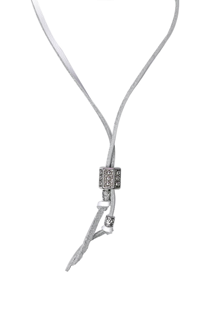 BLACKPURPLE (ブラックパープル) BYBE X BP Leather String Choker Necklace - WHITE