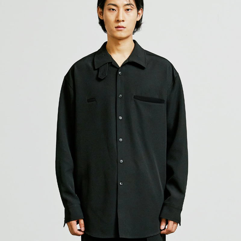SSY(エスエスワイ)  balmacaan welt pocket shirt jacket black