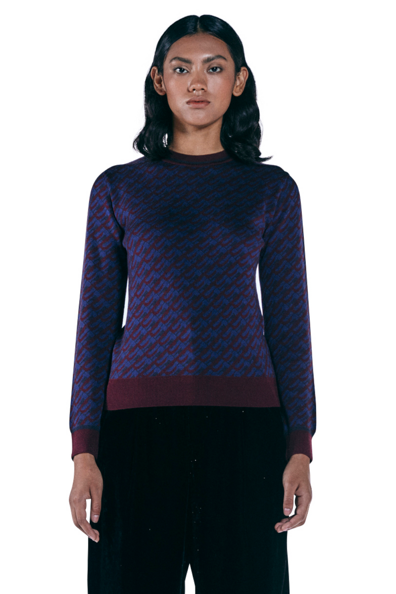 レイブレス(LABELESS) PURPLE MONOGRAM LOGO KNIT