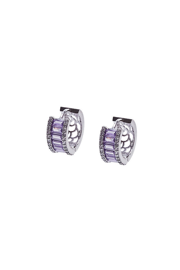 ピアス [BLACKPURPLE] Crystal Glass Piece Mini Ring Earrings BLACKPURPLE (ブラックパープル) Crystal Glass Mini Ring