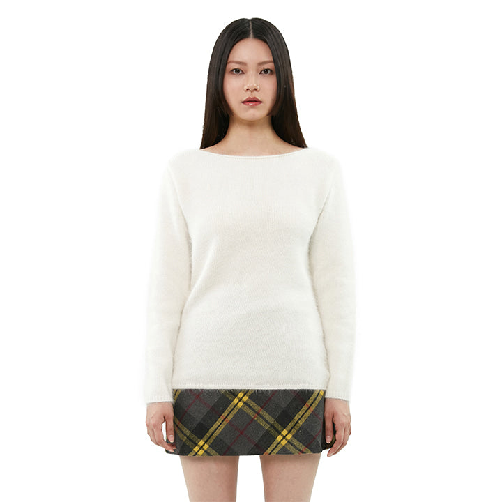 curetty (キュリティー)  C ANGORA BACK POINT KNIT TOP_IVORY