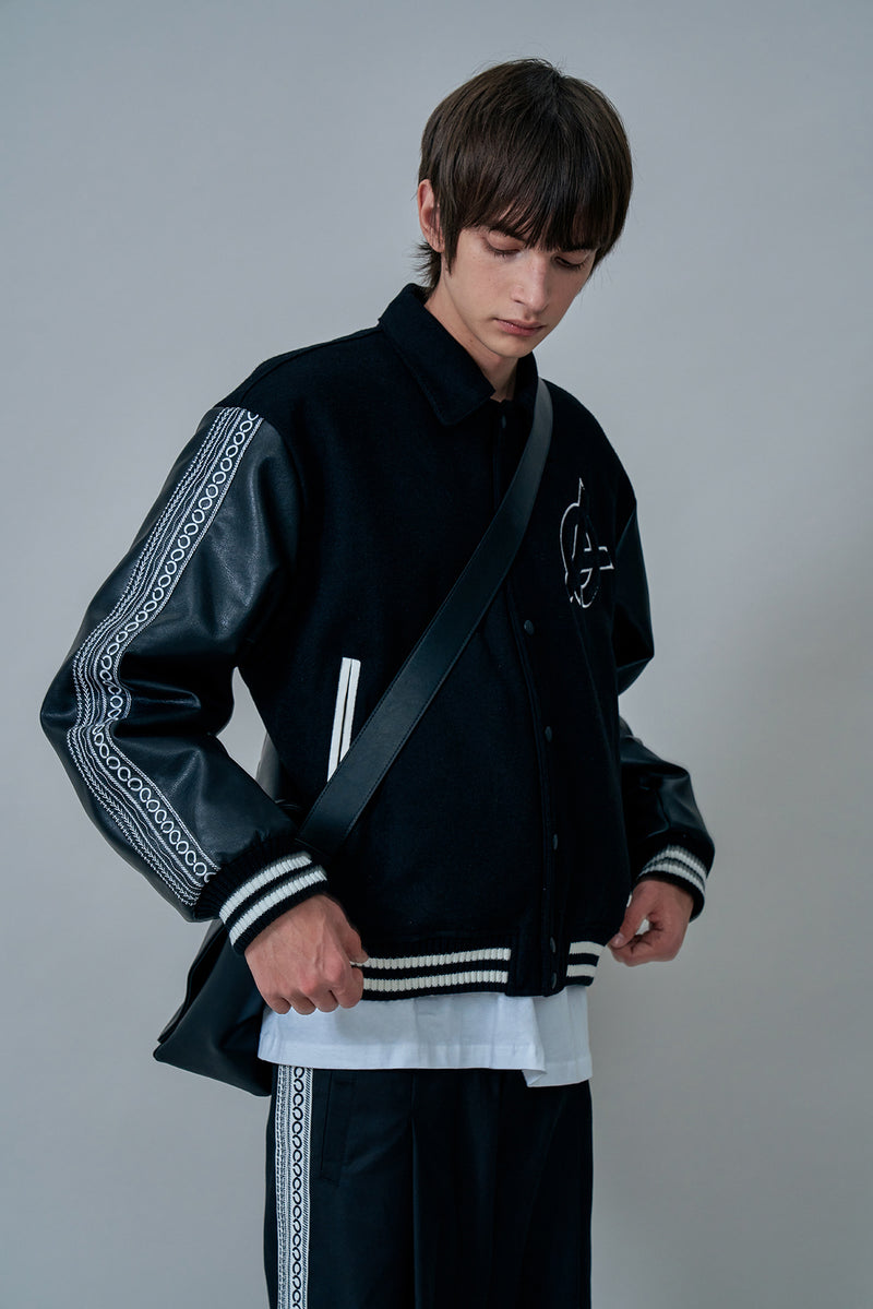 オーワイ(OY) ETHNIC VARSITY JACKET-BLACK