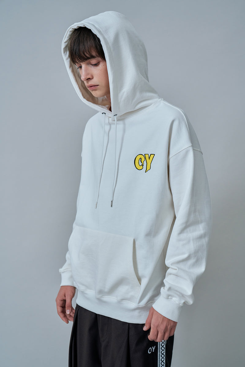 オーワイ(OY) GOTH LOGO HOODIE-WHITE