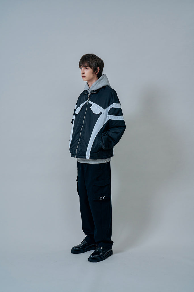 オーワイ(OY) CURVE BLOCK TRACK JACKET-BLACK