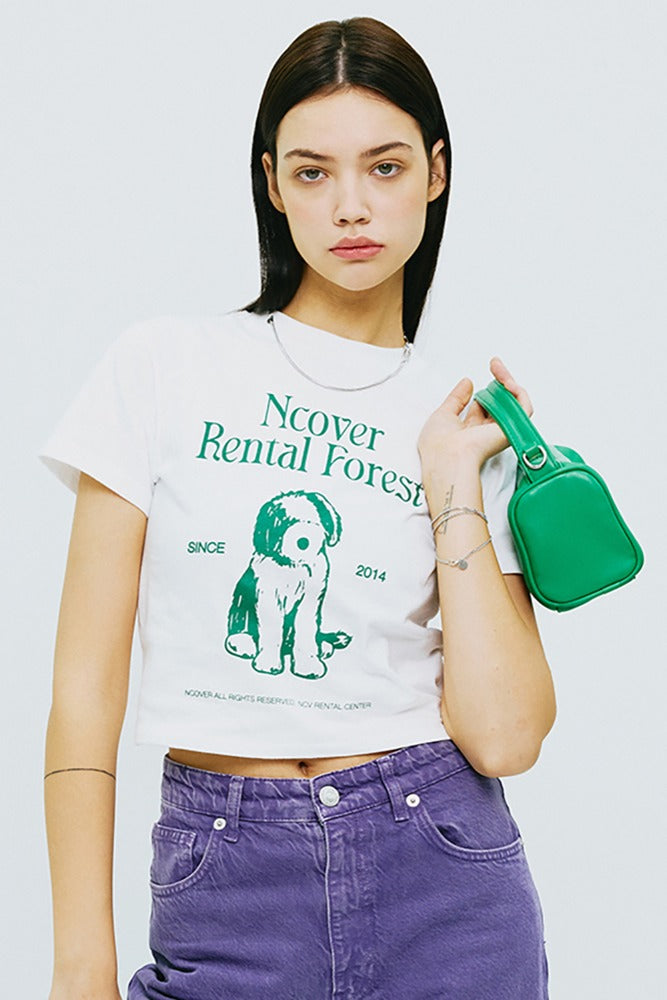 NCOVER（エンカバー）ENGLISH SHEEP DOG CROP TSHIRT-WHITE