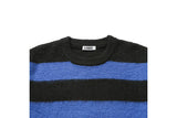 Q CUMBERS (キューカンバース)　MOHAIR BORDER PULLOVER SWEATER/ Blue