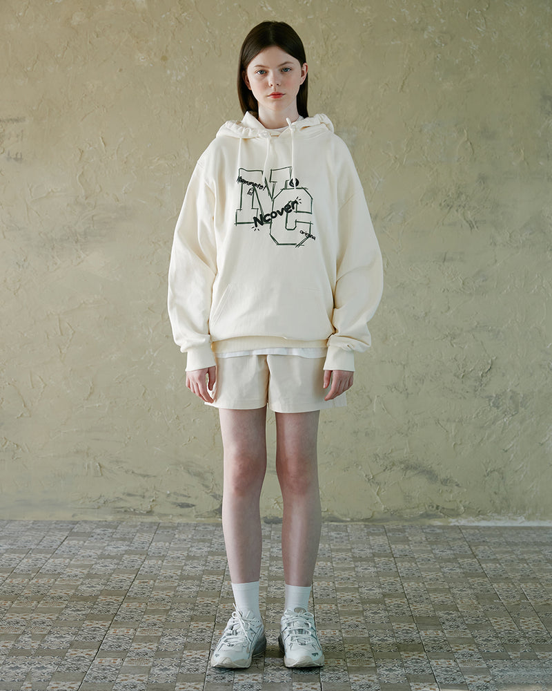 NCOVER（エンカバー）NC LINE LOGO POINT HOODIE-CREAM