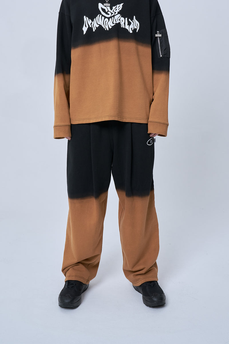 オーワイ(OY) GRADATION LOGO TUCK PANTS-BLACK