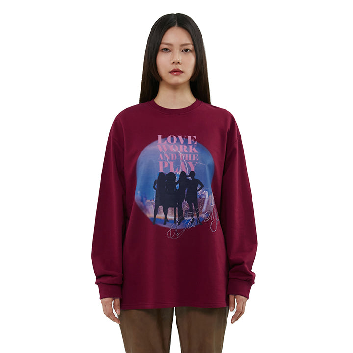 curetty (キュリティー)  C GRAPHIC OVERSIZED TOP_BURGUNDY