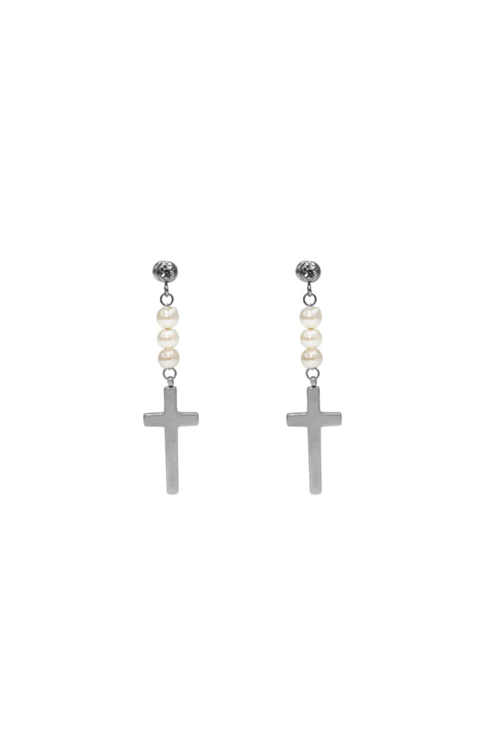 BLACKPURPLE (ブラックパープル) maelle pearl cross earring