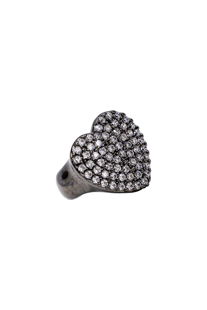 BLACKPURPLE (ブラックパープル)  big heart crystal ring_blacksilver