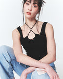 INPREP (インプレップ）Beaded Strap Halter Top Black