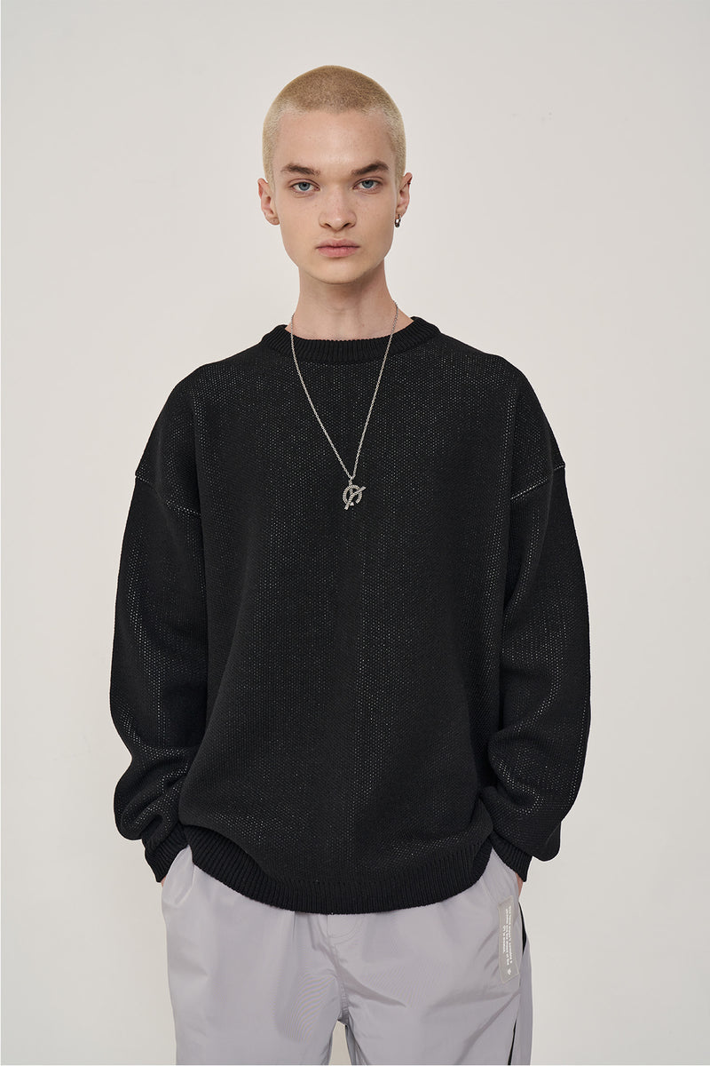 オーワイ(OY) BACK LOGO ZIPPER KNIT-BLACK