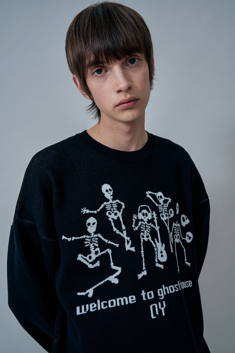 オーワイ(OY) SKULL FAMILY KNIT-BLACK