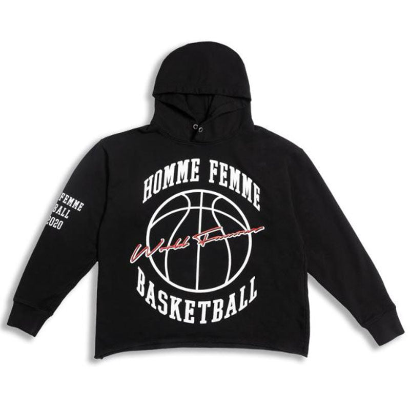 HOMME PLUS FAMME (オムファム) BASKETBALL RAW HOODIE BLACK