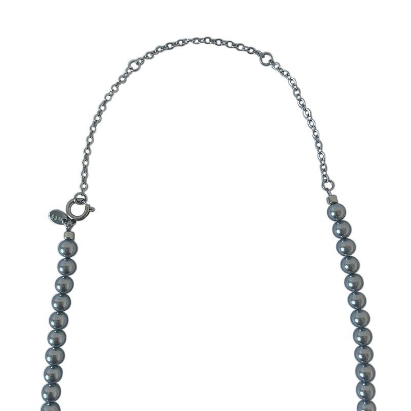 Nff(エヌエフエフ) 	 circle motif grey pearl necklace