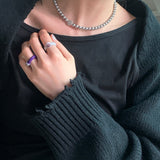 Nff(エヌエフエフ) 	 circle motif grey pearl necklace