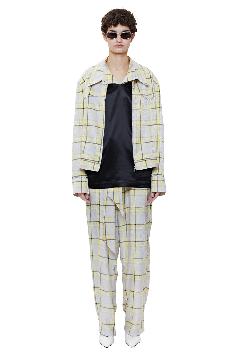レイブレス(LABELESS) SILVER PAJAMAS CHECK TROUSERS