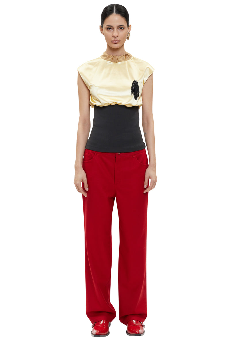 レイブレス(LABELESS) GOLD JEWELED NECK TOP