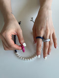 Nff(エヌエフエフ) 	 silver ball point ring_navy