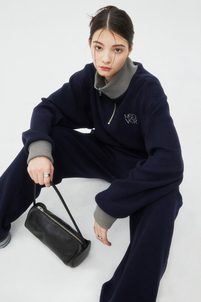 NCOVER（エンカバー）TYPO LOGO HALF ZIPUP KNIT-NAVY