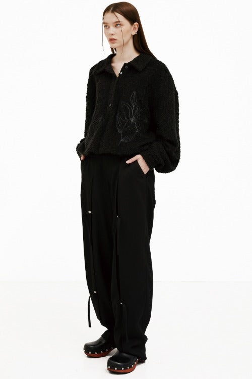 イーエスシースタジオ(ESC STUDIO) slit trouser pants(black)