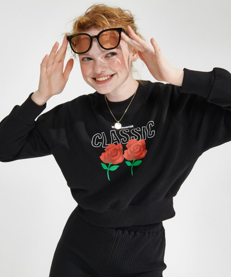 ワンダービジター(WONDER VISITOR)  2021 Logo Crop sweatshirt [Black]