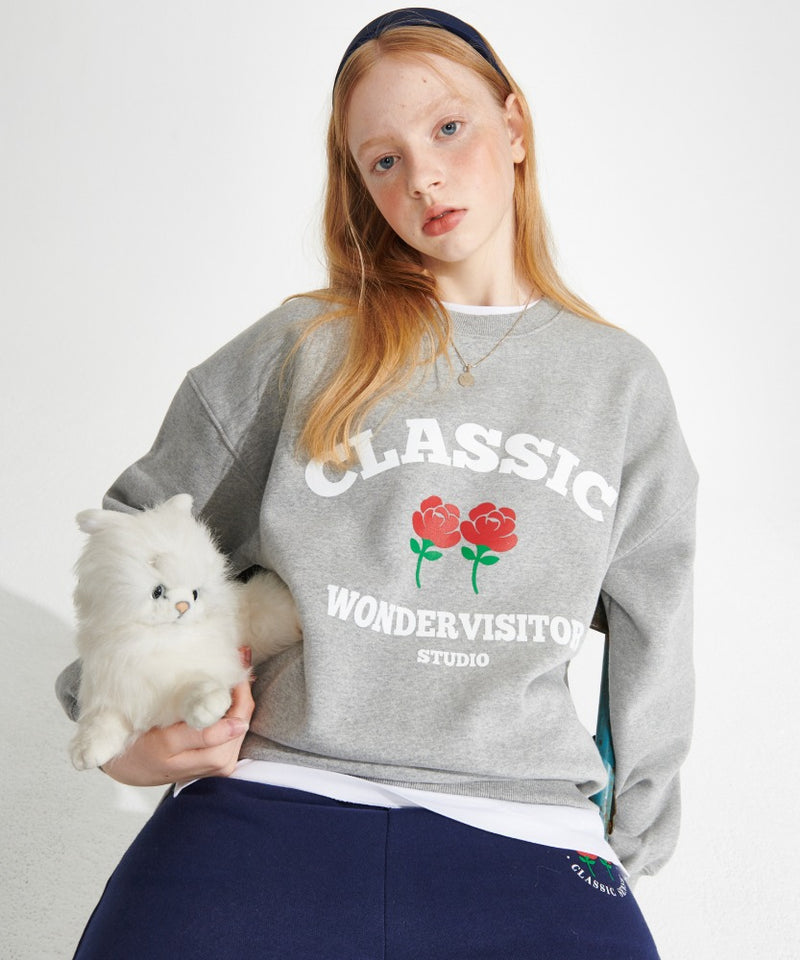 ワンダービジター(WONDER VISITOR) Classic Logo Sweatshirt [Melange grey]
