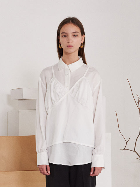 TMO BY 13MONTH（ティーエムオーバイサーティンマンス）LONG SLEEVE VEST SHIRT (WHITE)