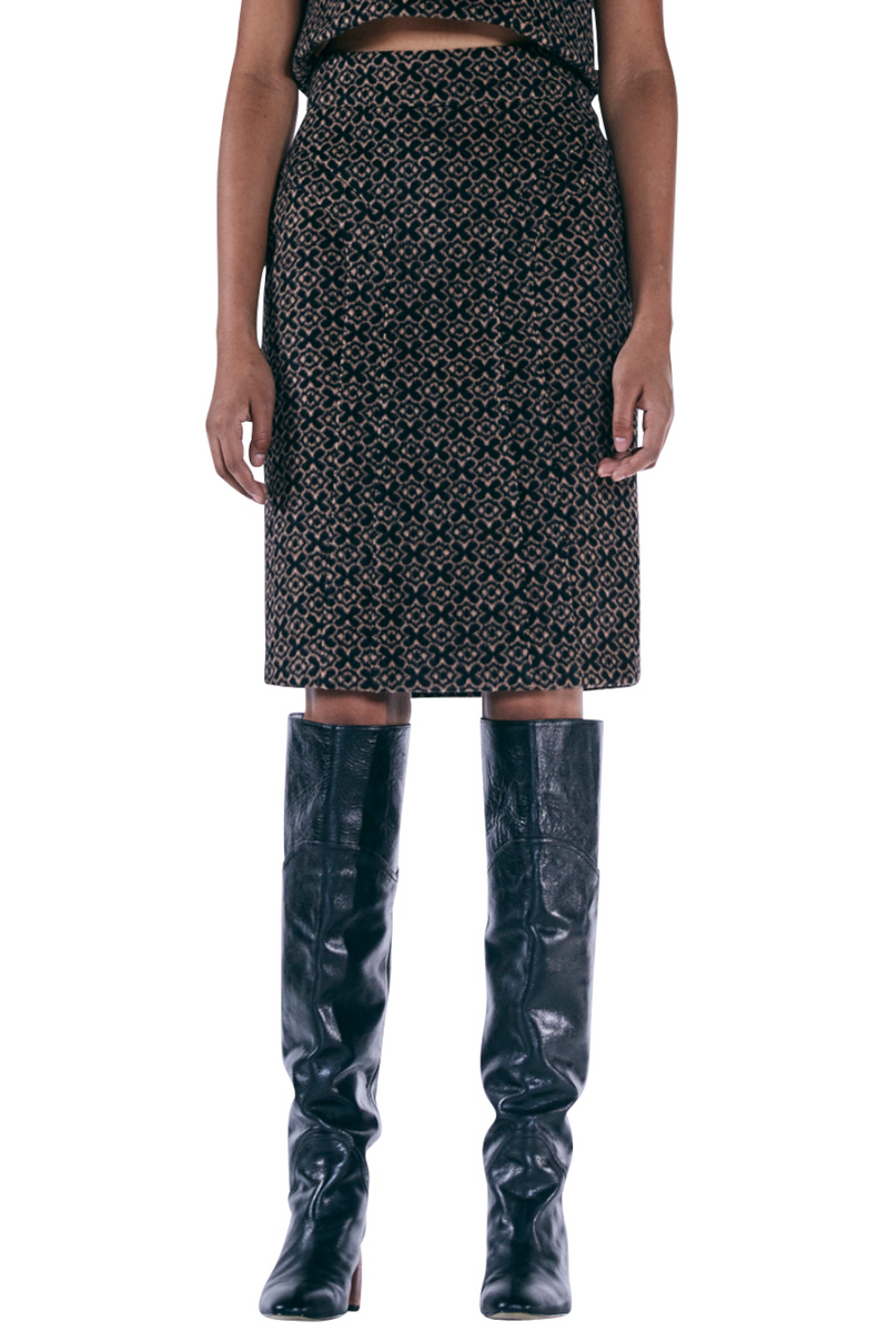 レイブレス(LABELESS) BROWN DITSY PATTERN SKIRT