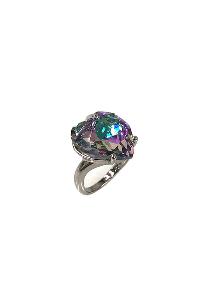 BLACKPURPLE (ブラックパープル) BIG CRYSTAL SWSROVSKI POINT CUBIC RING
