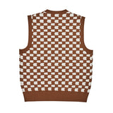 アクメドラビ(acme' de la vie) CHECKER BOARD KNIT VEST BROWN