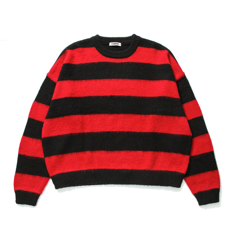 Q CUMBERS (キューカンバース)　MOHAIR BORDER PULLOVER SWEATER/ Red