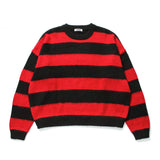 Q CUMBERS (キューカンバース)　MOHAIR BORDER PULLOVER SWEATER/ Red