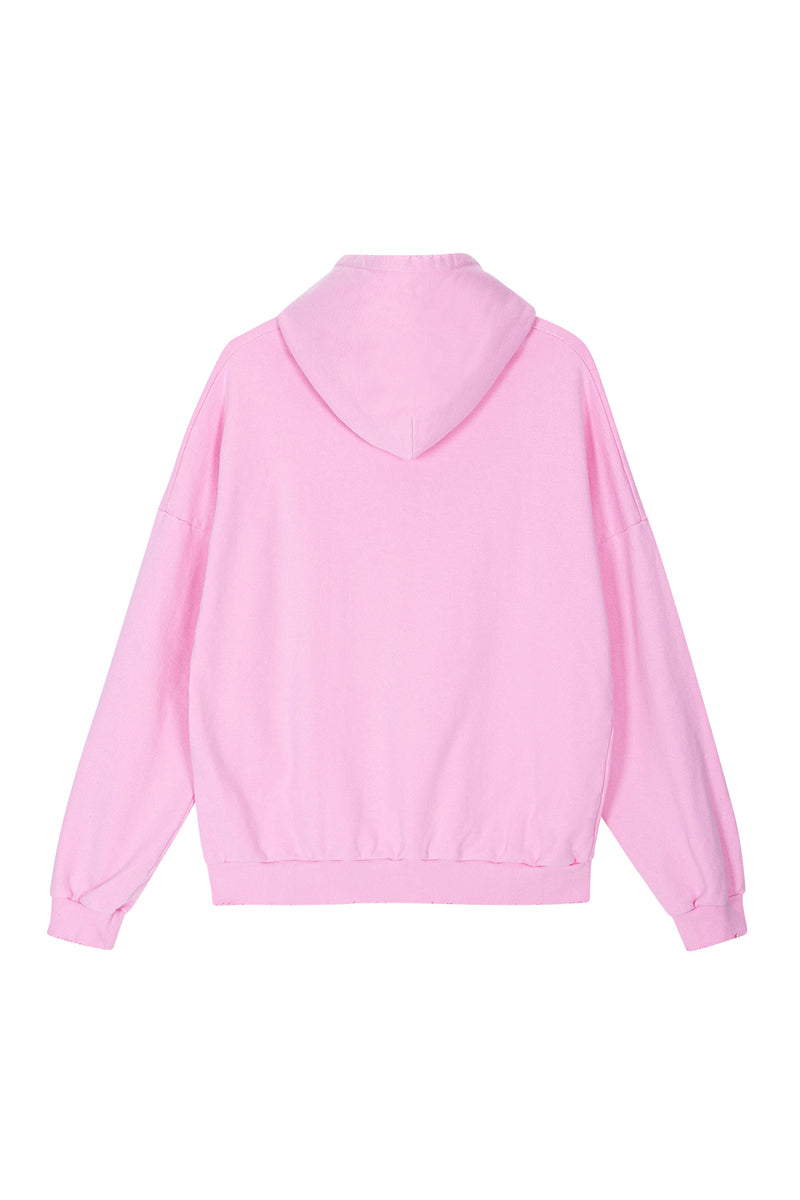 GRAFFITIONMIND(グラフィティオンマインド)          ESSENTIAL G LOGO DESTROYED HOODIE (PINK)