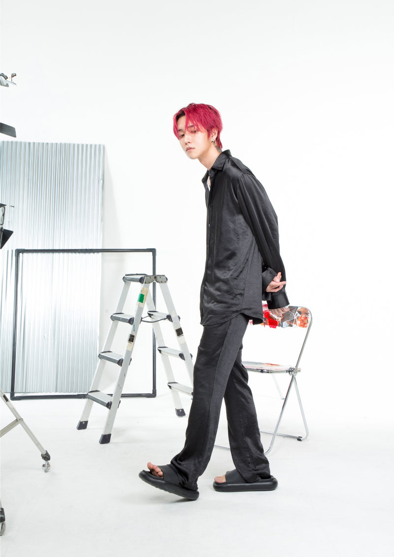 SINCITY (シンシティ) Silk Boot-cut pant Black