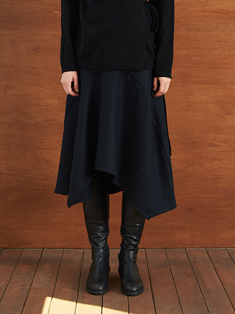 TMO BY 13MONTH（ティーエムオーバイサーティンマンス）WOOL MERMAID FRILL SKIRT (NAVY)