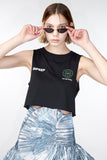 INPREP (インプレップ）GLOBE LOGO CROP SLEEVELESS (BLACK)