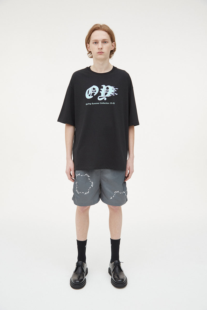 オーワイ(OY) ROUND LOGO NYLON SHORT PANTS-DARK GREY