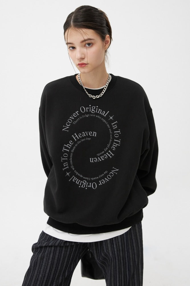 NCOVER（エンカバー）SEMICIRCLE TEXT SWEATSHIRT-BLACK