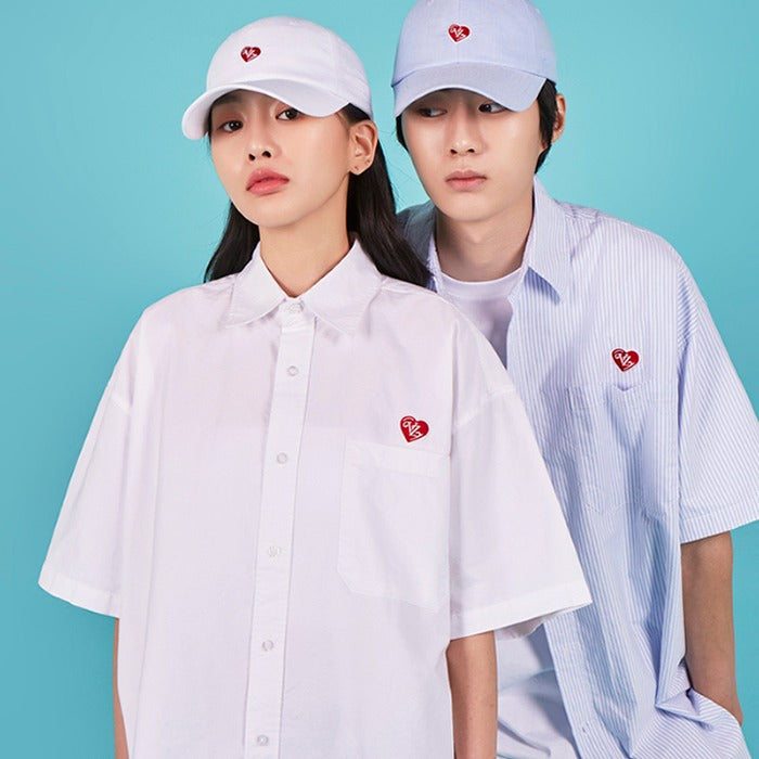 VARZAR(バザール) Heart Logo Oxford Over Fit Half Shirts (3color)