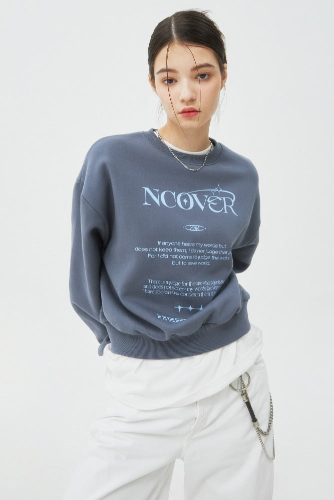 NCOVER（エンカバー）IN TO THE HEAVEN TEXT SWEATSHIRT-DARK GREY