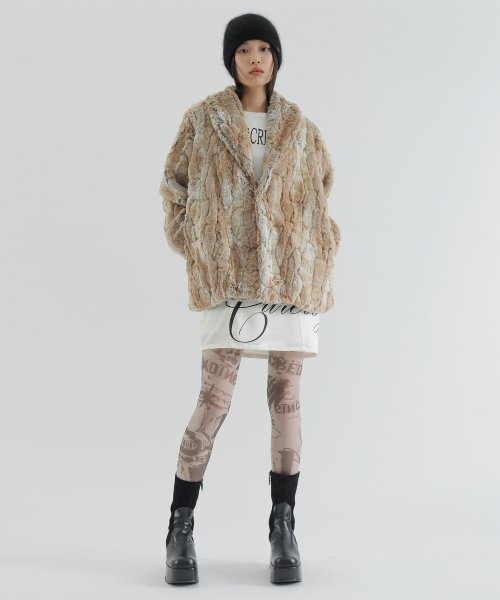 curetty (キュリティー) C ECO FUR SHAWL COLLAR JACKET_BROWN