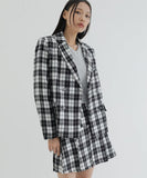 curetty (キュリティー) C CHECKED DOUBLE BUTTON JACKET_WHITE