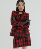 curetty (キュリティー) C CHECKED DOUBLE BUTTON JACKET_RED