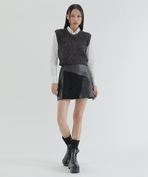 curetty (キュリティー)  C METALLIC V-NECK KNIT VEST_BLACK